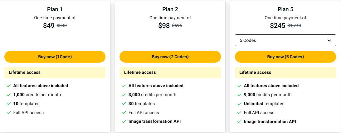 MarkupGo Plans & features