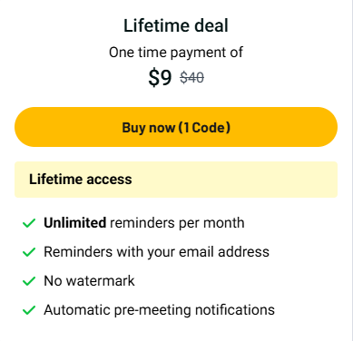 Meeting Reminders Plans & features